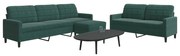 3 pcs conjunto de sofás com almofadões veludo verde-escuro