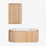 Conjunto De Móvel De Casa De Banho Suspenso Em Madeira Com Lavatório Integrado Carsone Madeira Natural & Madeira Natural & Sem Espelho & - Sklum