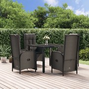 vidaXL 5 pcs conjunto de jantar p/ jardim c/ almofadões vime PE preto
