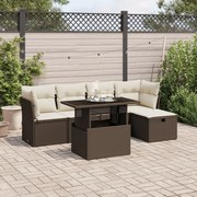 vidaXL 6 pcs conjunto de sofás jardim c/ almofadões vime PE castanho