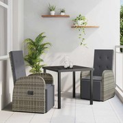 vidaXL Conjunto de Jantar de Jardim 3 pcs Cinzento 80 x 80 x 73 cm