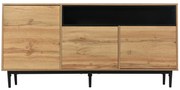 Armário de talheres de madeira moderno com três portas e prateleiras, 160Lx35Wx76A cm, Cor natural