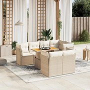 vidaXL 8 pcs conjunto de sofás p/ jardim com almofadões vime PE bege