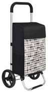 Carrinho de compras SONGMICS com rodas, capacidade de carga 40L, com bolsos, rodas silenciosas, ganchos, 47 x 33 x 97 cm, padrão pied-de-poule, preto KST06BF