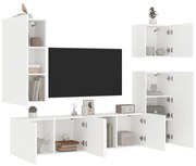 vidaXL 5 pcs móveis de parede p/ TV derivados de madeira branco