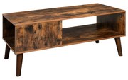 Mesa de centro retro com prateleira de armazenamento | VASAGLE | 100 x 50 x 45 cm | castanho | LCT09BX.