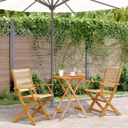 vidaXL 3 pcs conjunto de bistrô polipropileno/madeira maciça bege