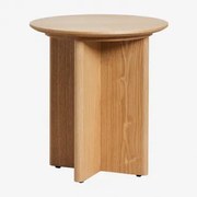 Mesa Auxiliar Redonda Ø45 Cm Em Mdf Saonara Natural - Sklum