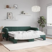 vidaXL Sofá-cama com gavetão 80x200 cm veludo verde-escuro