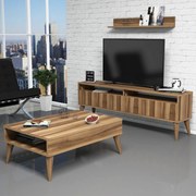 Conjunto de Mobiliário de Sala Best – Nogueira – Móvel TV 150x50x30 cm