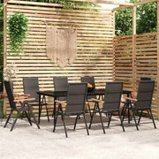 vidaXL 9 pcs conjunto de jantar para jardim preto