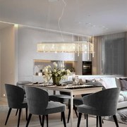 vidaXL Candeeiro de teto com contas de cristal 104 cm E14 prateado