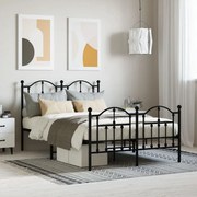 vidaXL Estrutura de cama com cabeceira e pés 120x190 cm metal preto