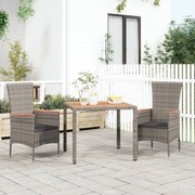 vidaXL Mesa de jardim c/ tampo de madeira vime PE/acácia maciça cinza