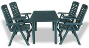 Conjunto de jantar de exterior 5 pcs plástico verde