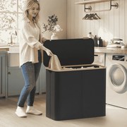 Cesto da roupa suja 200L com tampa 78 x 38,5 x 70,5 cm Preto