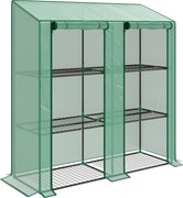 Outsunny Estufa de Jardim de 3 Níveis Estufa de Terraço com Prateleiras para Cultivo de Plantas em Pátio 143x46x141/151 cm Verde | Aosom Portugal