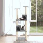 vidaXL Árvore p/ gatos c/ postes arranhadores sisal 141 cm cinza-claro