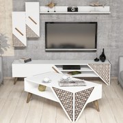 Conjunto de Mobiliário de Sala Beril – Branco – TV Unit: 180x40x37 cm,