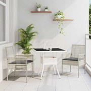 vidaXL Conjunto de Jantar de Jardim 3 Peças em Rattan Cinza Claro