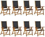 vidaXL Cadeiras de jardim dobráveis 8 pcs acácia maciça e textilene