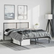 vidaXL Estrutura de cama em metal com cabeceira 150x200 cm preto