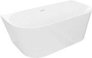 Mexen Oval Slim banheira independente encostada à parede 170 x 80 cm, branca, transbordamento branco - 52661708000-20