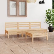 4 pcs conjunto lounge de jardim pinho maciço