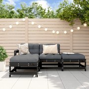 vidaXL 4pcs conjunto lounge jardim c/ almofadões madeira maciça preto