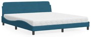 Cama com colchão 180x200 cm veludo azul