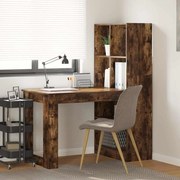 vidaXL Mesa com prateleira com armazenamento Carvalho fumado 122 x 67 x 145 cm