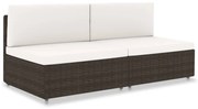vidaXL Sofá seccional de 2 lugares vime PE castanho