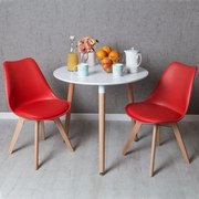 Conjunto Mesa Tower Redonda 80 cm Branca e Pack 2 Cadeiras Synk Pro - Vermelho