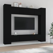 vidaXL Conjunto móveis de TV 8 pcs madeira processada preto