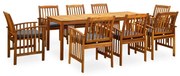 3058093 vidaXL 9 Piece Garden Dining Set with Cushions Solid Acacia Wood (45963+312130+2x312131)