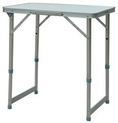 Mesa de Campismo Dobrável e Ajustável de 47,5 a 64 cm - Cor: Branco -