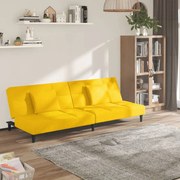 Sofá-cama 2 lugares com duas almofadas veludo amarelo