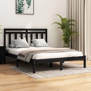 Estrutura cama dupla pequena 120x190 cm madeira maciça preto