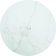 vidaXL Tampo mesa Ø90x1 cm vidro temperado design mármore branco