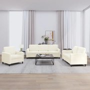 vidaXL 3 pcs conjunto de sofás veludo cor creme