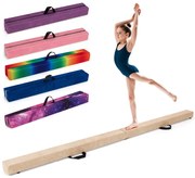 Trave de equilíbrio dobrável com base de madeira maciça e fundo antiderrapante - rosa claro