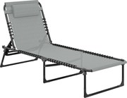 Outsunny Espreguiçadeira Dobrável Revestimento Respirável Estrutura Metálica 189x58x30 cm Cinza Claro | Aosom Portugal
