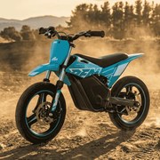 Mini moto elétrica para crianças velocidade até 30Km/h C/Limitador RFN SX-E350 WARRIOR 350W Supermotard 14/14” Azul Celeste