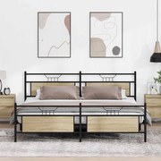 vidaXL Estrutura de cama sem colchão 200x200cm metal carvalho sonoma