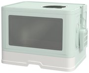 PawHut Caixa de Areia para Gatos Amovível com Pá Escova 2 Portas Entrada Principal e Saída Superior 48,5x38x36,5 cm Verde Claro | Aosom Portugal