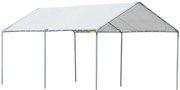 Outsunny Tenda de garagem 3x6 m Impermeável com Toldo de Tecido PE e Estrutura de Aço Galvanizado Branco