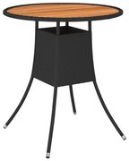 Mesa de jantar p/ jardim Ø 70 cm vime PE e acácia maciça preto