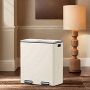 Caixote do lixo com 2 compartimentos de 60 L, 59 x 36,5 x 65,2 cm branco creme