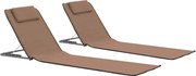 vidaXL Colchões de praia dobráveis 2 pcs aço e tecido castanho
