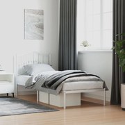 vidaXL Estrutura de cama com cabeceira 90x190 cm metal branco